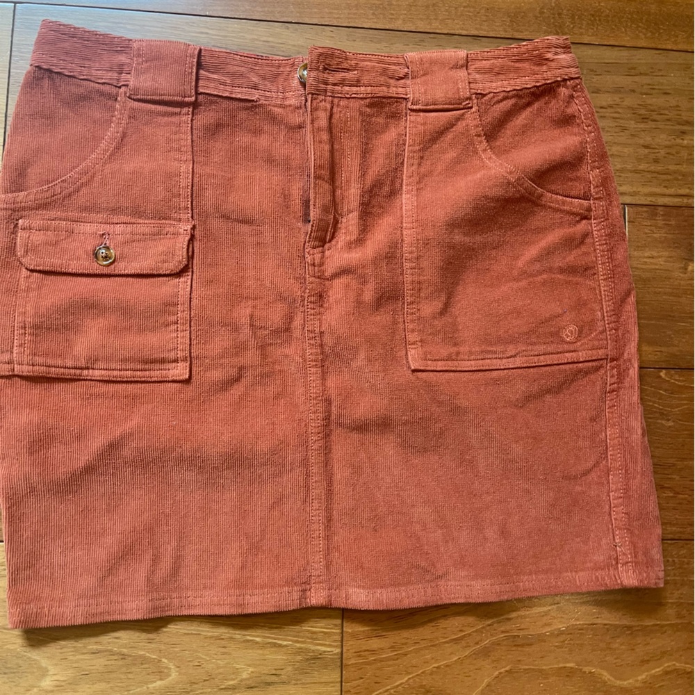 Stylish Rust Colored Corduroy Skirt